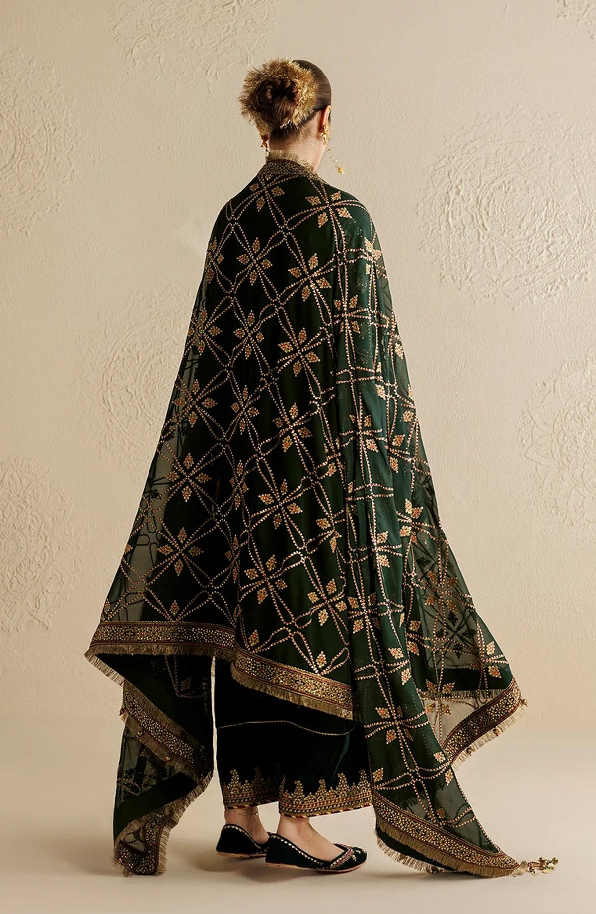 Jazmin Chandni Embroidered Velvet Unstitched 3 Piece Suit - D07 - JZ26CD - Green - Winter Collection