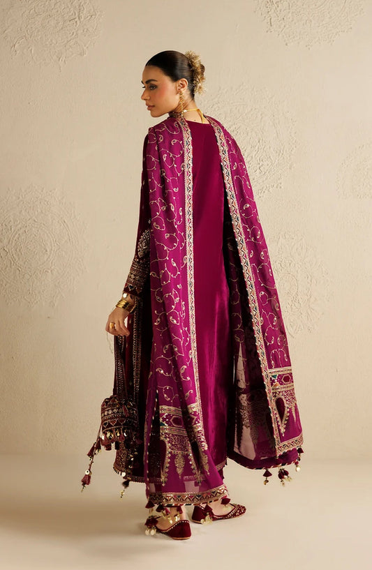 Jazmin Chandni Embroidered Velvet Unstitched 3 Piece Suit - D12 - JZ26CD - Pink - Winter Collection