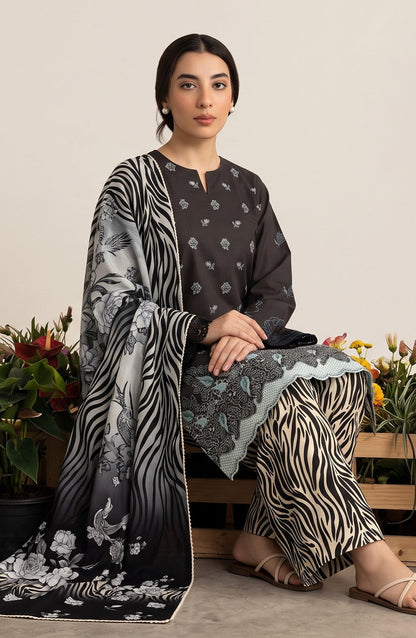 Jeem by Chikankari Khaddar Unstitched 3 Piece Suit - D-01 - AK26KJ - Black - Winter Collection