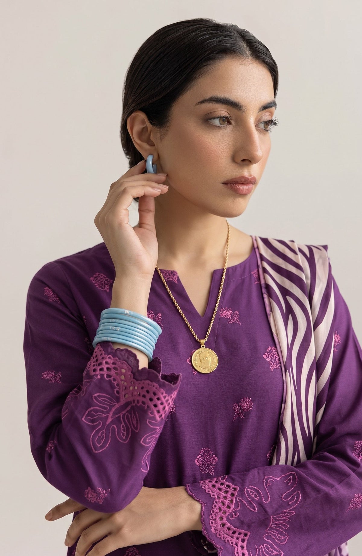 Jeem by Chikankari Khaddar Unstitched 3 Piece Suit - D-03 - AK26KJ - Purple - Winter Collection