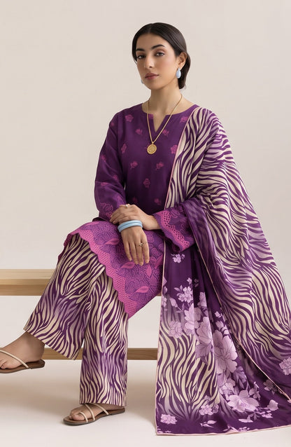 Jeem by Chikankari Khaddar Unstitched 3 Piece Suit - D-03 - AK26KJ - Purple - Winter Collection