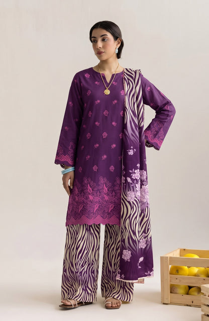 Jeem by Chikankari Khaddar Unstitched 3 Piece Suit - D-03 - AK26KJ - Purple - Winter Collection