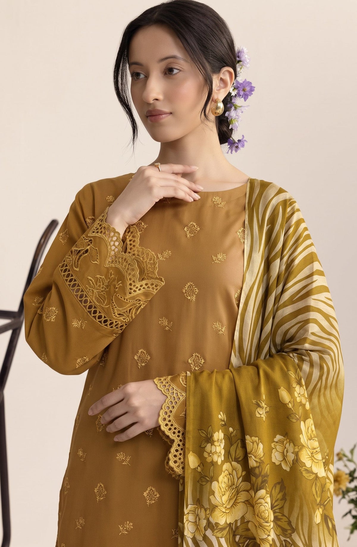 Jeem by Chikankari Khaddar Unstitched 3 Piece Suit - D-04 - AK26KJ - Mustard - Winter Collection