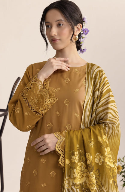 Jeem by Chikankari Khaddar Unstitched 3 Piece Suit - D-04 - AK26KJ - Mustard - Winter Collection