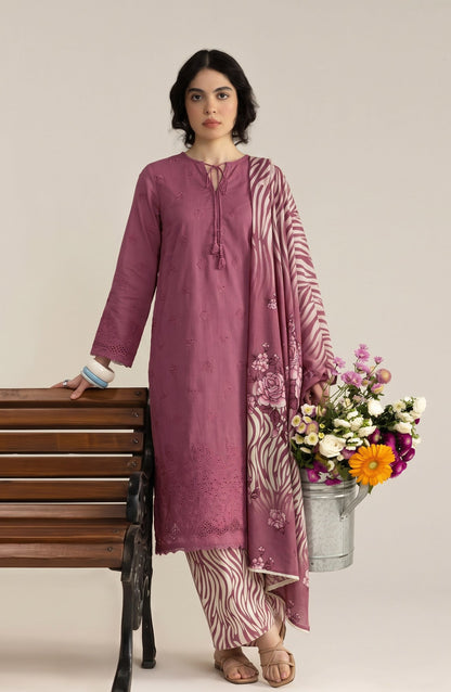 Jeem by Chikankari Khaddar Unstitched 3 Piece Suit - D-05 - AK26KJ - Pink - Winter Collection