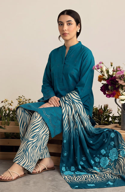 Jeem by Chikankari Khaddar Unstitched 3 Piece Suit - D-06 - AK26KJ - Teal - Winter Collection