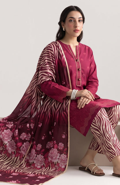 Jeem by Chikankari Khaddar Unstitched 3 Piece Suit - D-07 - AK26KJ - Red - Winter Collection