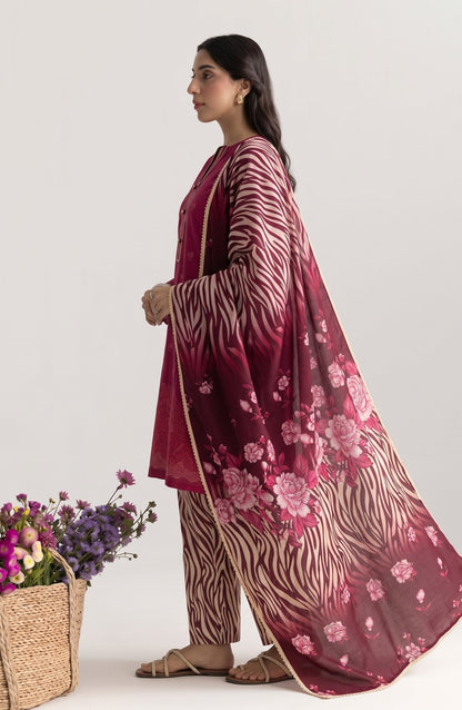 Jeem by Chikankari Khaddar Unstitched 3 Piece Suit - D-07 - AK26KJ - Red - Winter Collection