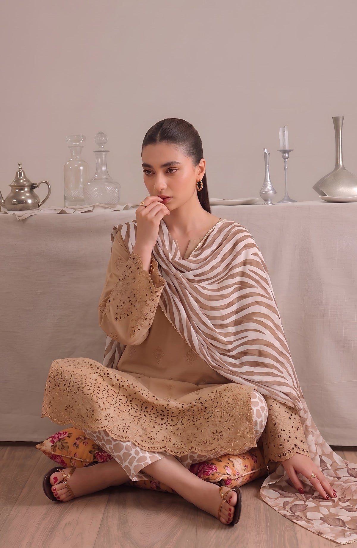 Jeem by Chikankari Lawn Unstitched 3 Piece Suit - D-08 - AK26MLW - Fawn - Summer Collection