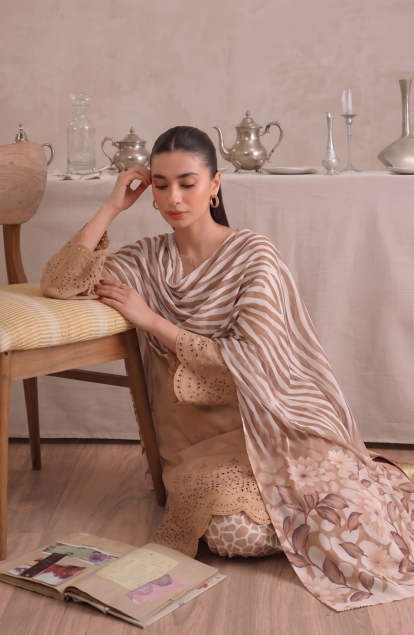 Jeem by Chikankari Lawn Unstitched 3 Piece Suit - D-08 - AK26MLW - Fawn - Summer Collection