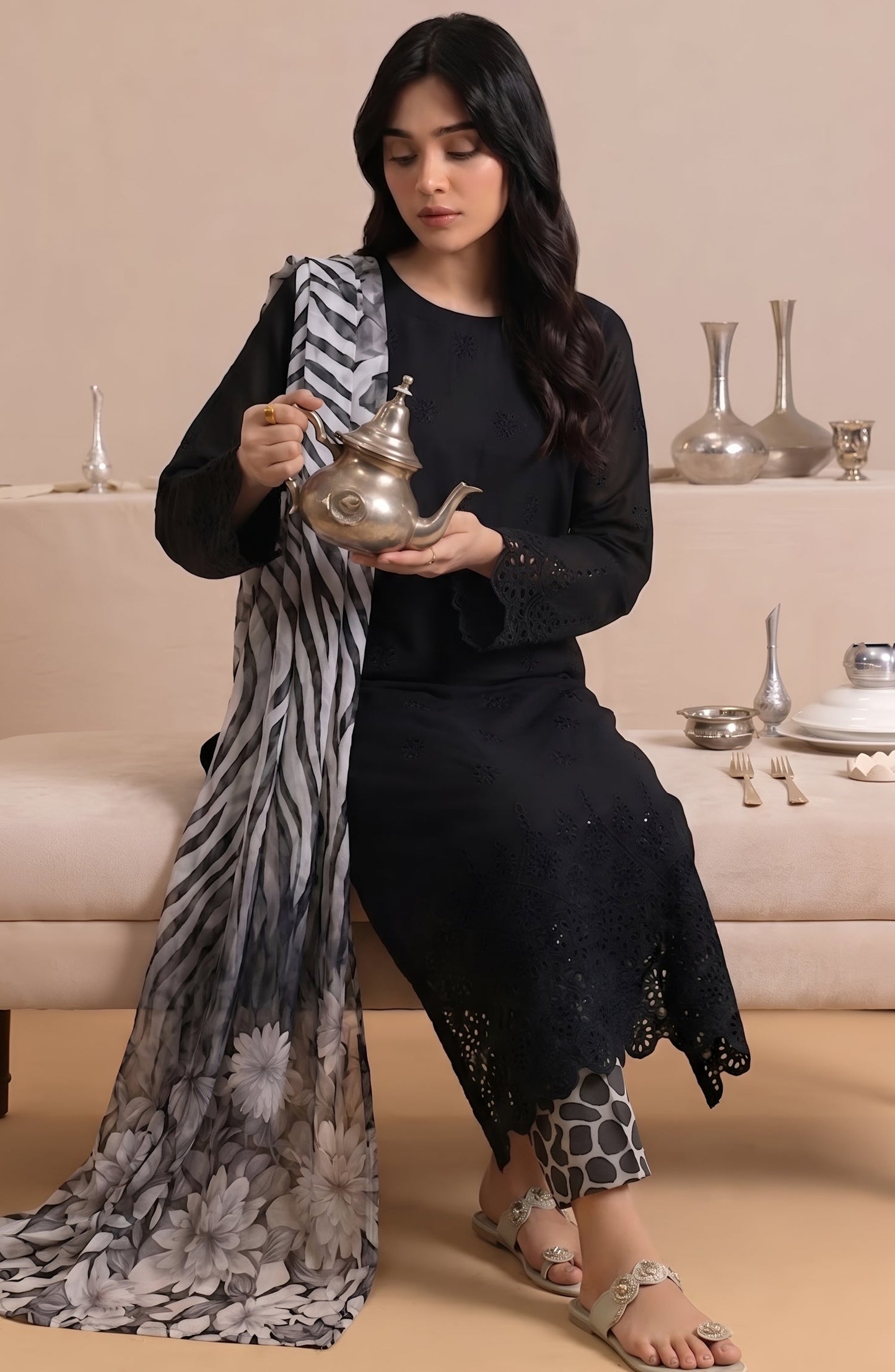 Jeem by Chikankari Lawn Unstitched 3 Piece Suit - D-07 - AK26MLW - Black - Summer Collection