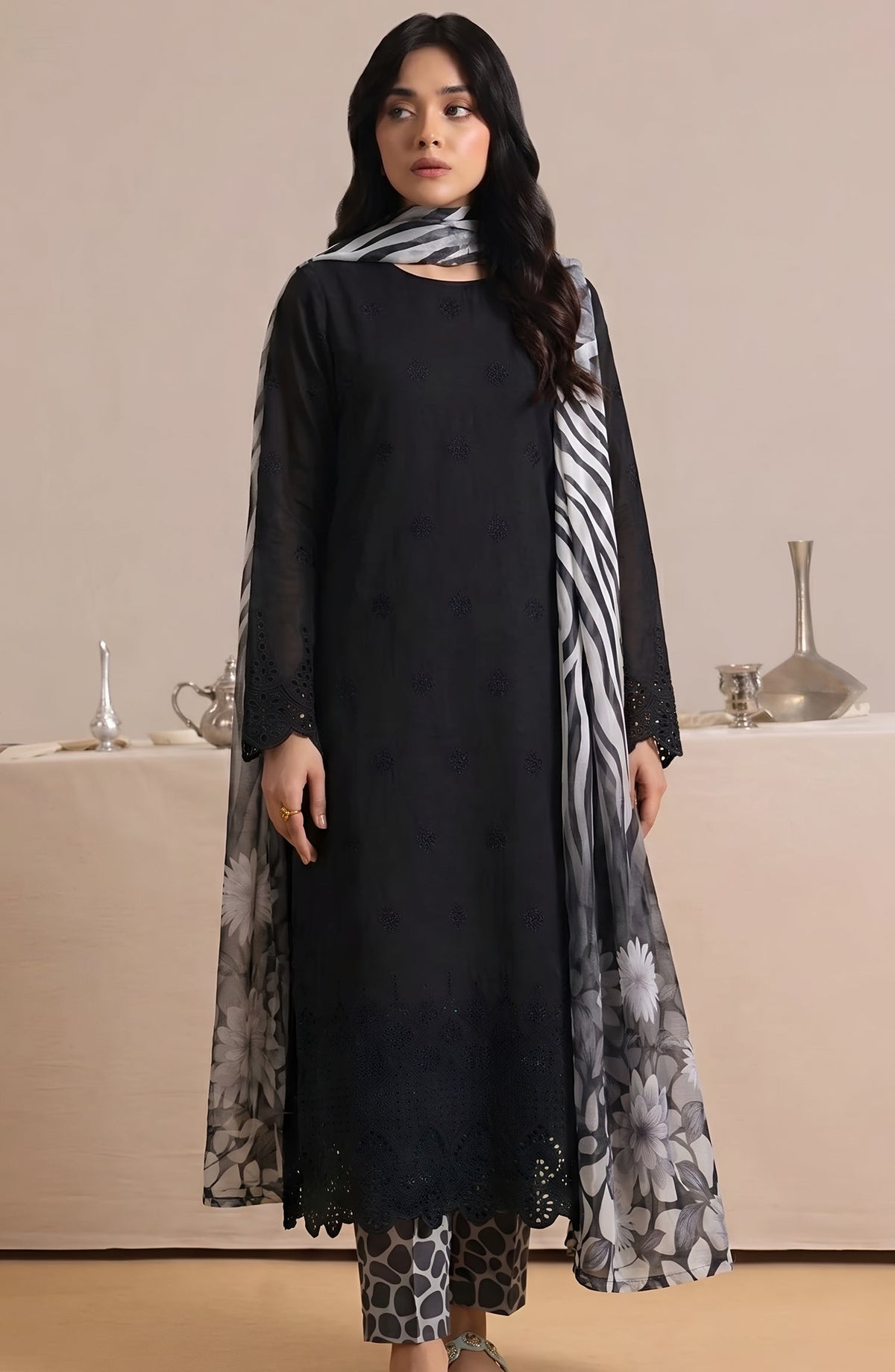 Jeem by Chikankari Lawn Unstitched 3 Piece Suit - D-07 - AK26MLW - Black - Summer Collection
