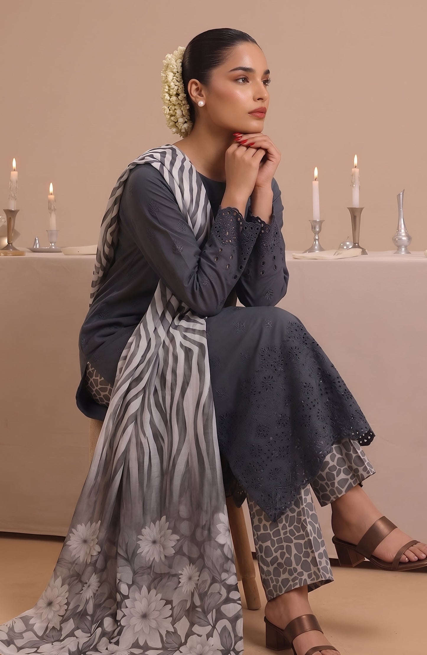 Jeem by Chikankari Lawn Unstitched 3 Piece Suit - D-06 - AK26MLW - Grey - Summer Collection