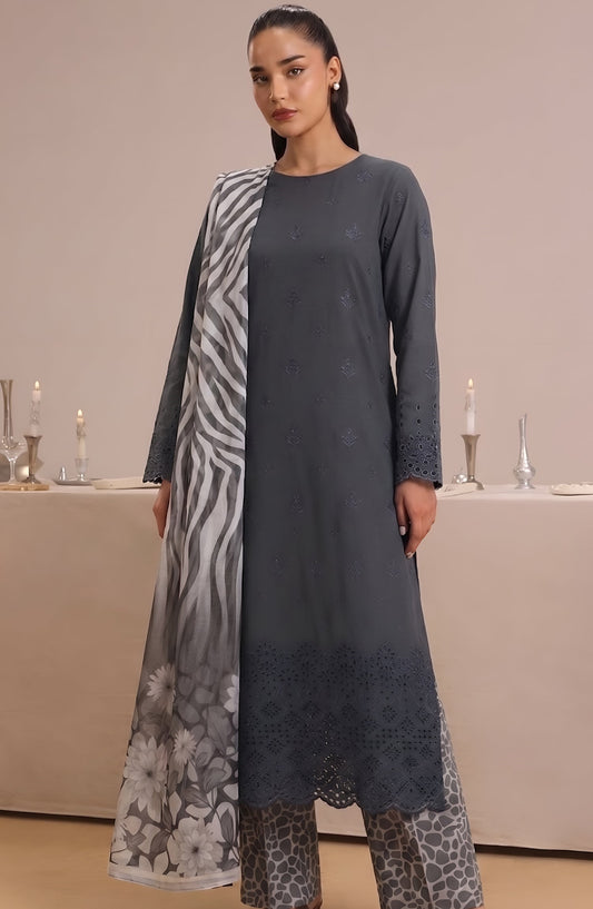 Jeem by Chikankari Lawn Unstitched 3 Piece Suit - D-06 - AK26MLW - Grey - Summer Collection