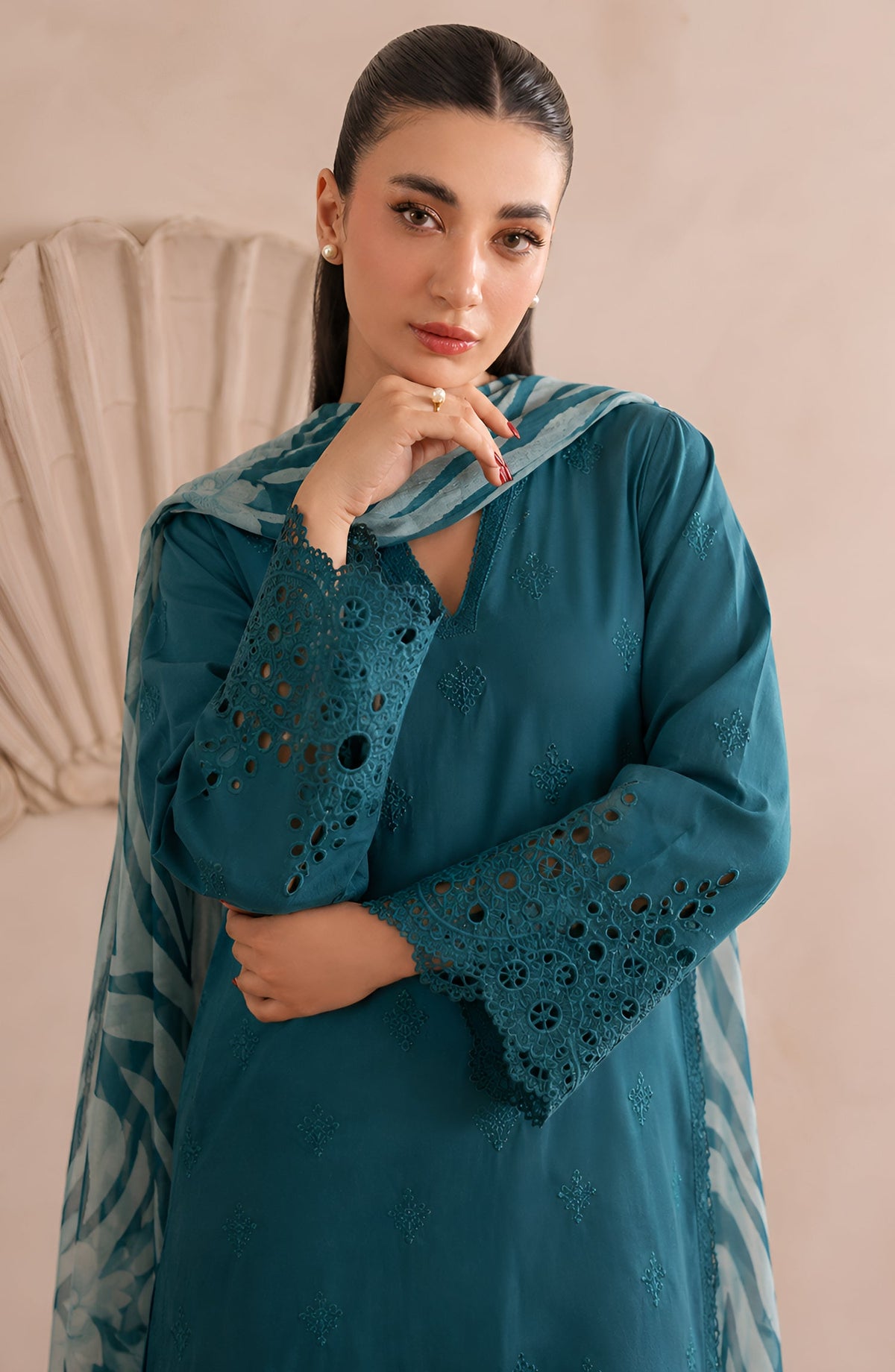 Jeem by Chikankari Lawn Unstitched 3 Piece Suit - D-05 - AK26MLW - Ferozi - Summer Collection