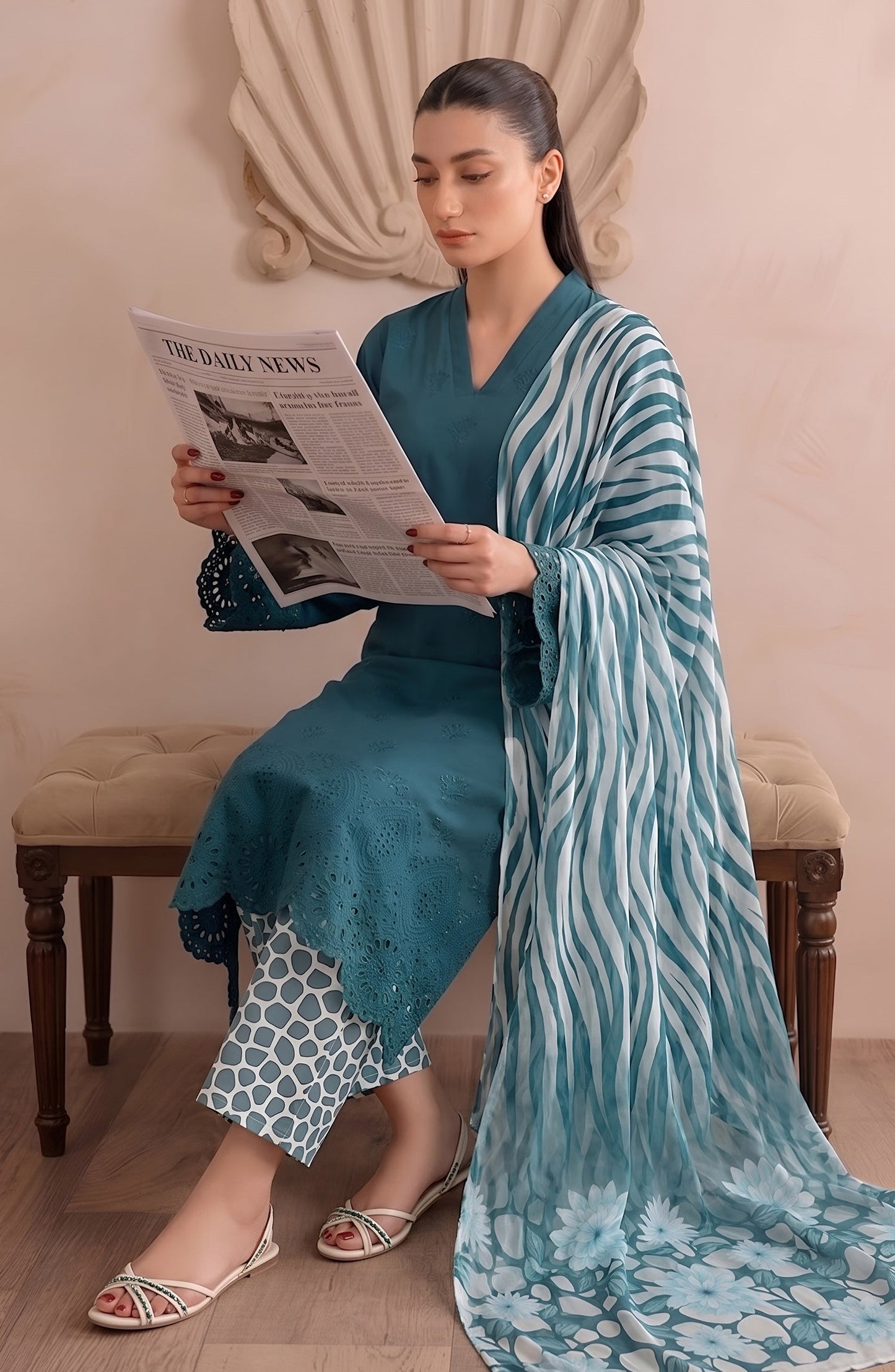 Jeem by Chikankari Lawn Unstitched 3 Piece Suit - D-05 - AK26MLW - Ferozi - Summer Collection
