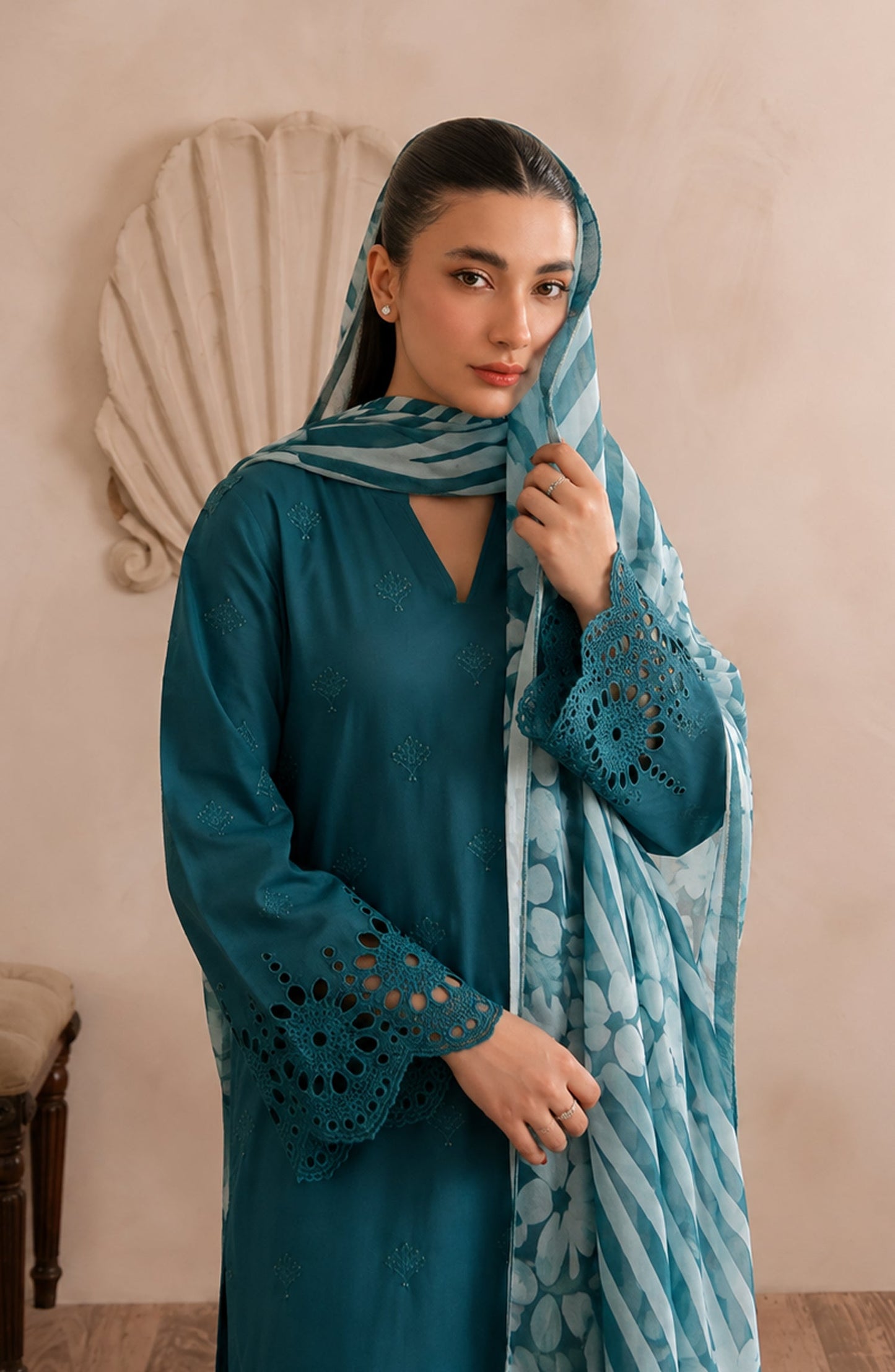 Jeem by Chikankari Lawn Unstitched 3 Piece Suit - D-05 - AK26MLW - Ferozi - Summer Collection