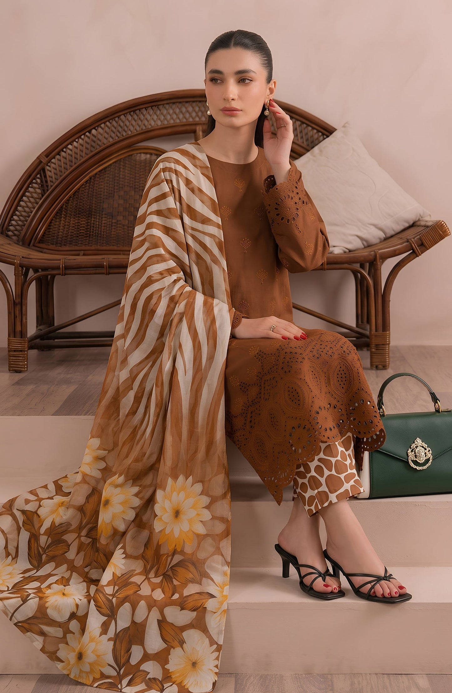 Jeem by Chikankari Lawn Unstitched 3 Piece Suit - D-03 - AK26MLW - Rust - Summer Collection