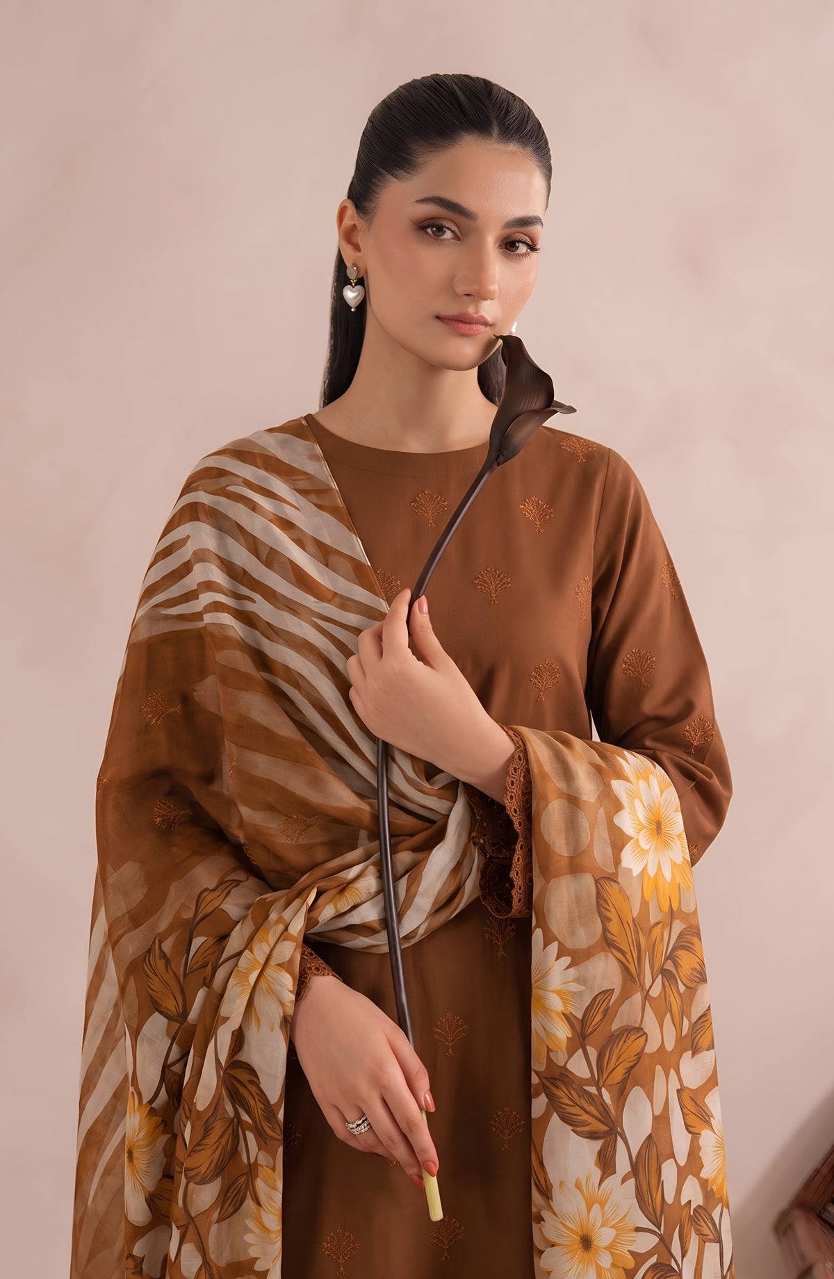 Jeem by Chikankari Lawn Unstitched 3 Piece Suit - D-03 - AK26MLW - Rust - Summer Collection