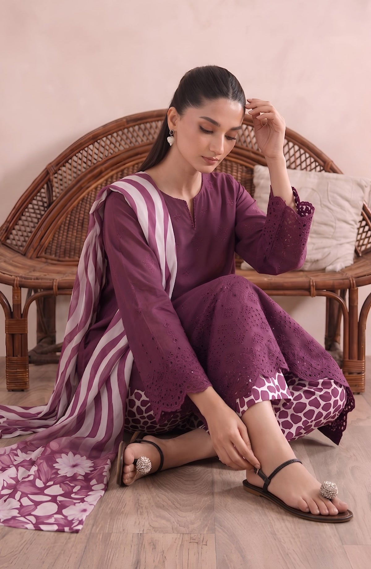 Jeem by Chikankari Lawn Unstitched 3 Piece Suit - D-02 - AK26MLW - Purple - Summer Collection