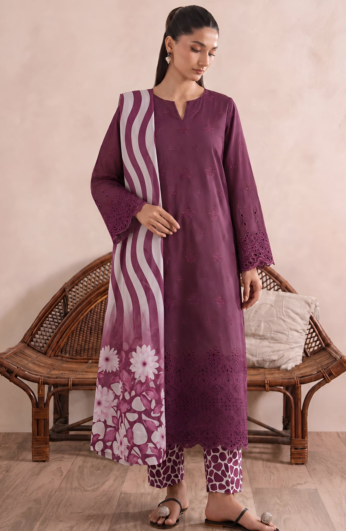 Jeem by Chikankari Lawn Unstitched 3 Piece Suit - D-02 - AK26MLW - Purple - Summer Collection
