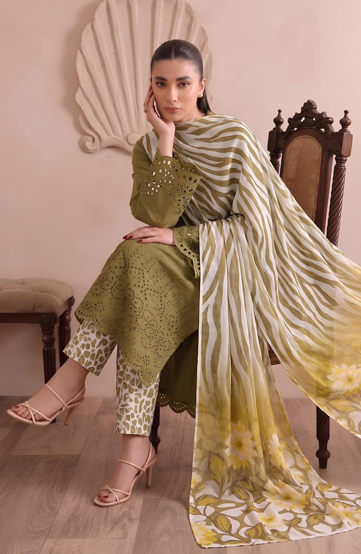 Jeem by Chikankari Lawn Unstitched 3 Piece Suit - D-01 - AK26MLW - Green - Summer Collection