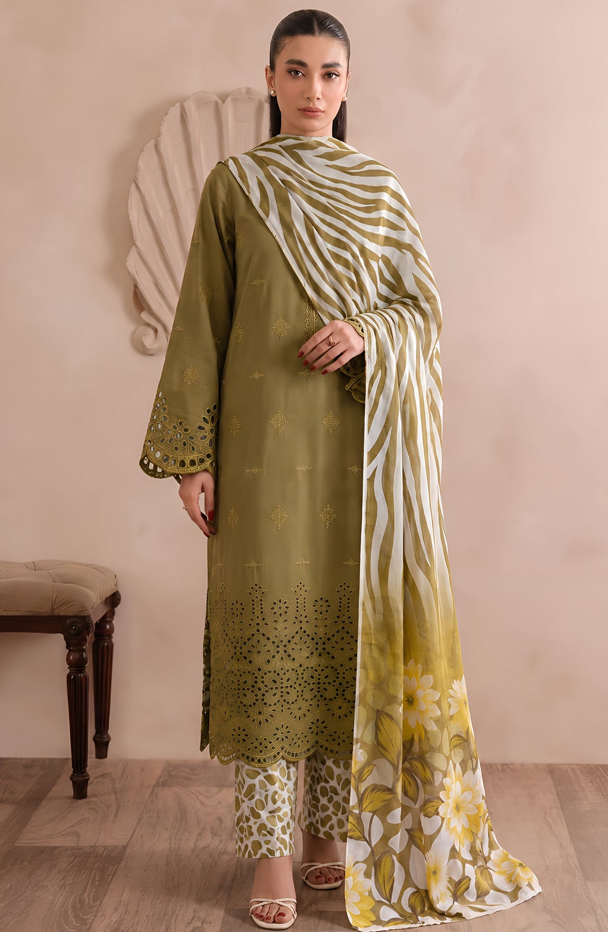 Jeem by Chikankari Lawn Unstitched 3 Piece Suit - D-01 - AK26MLW - Green - Summer Collection