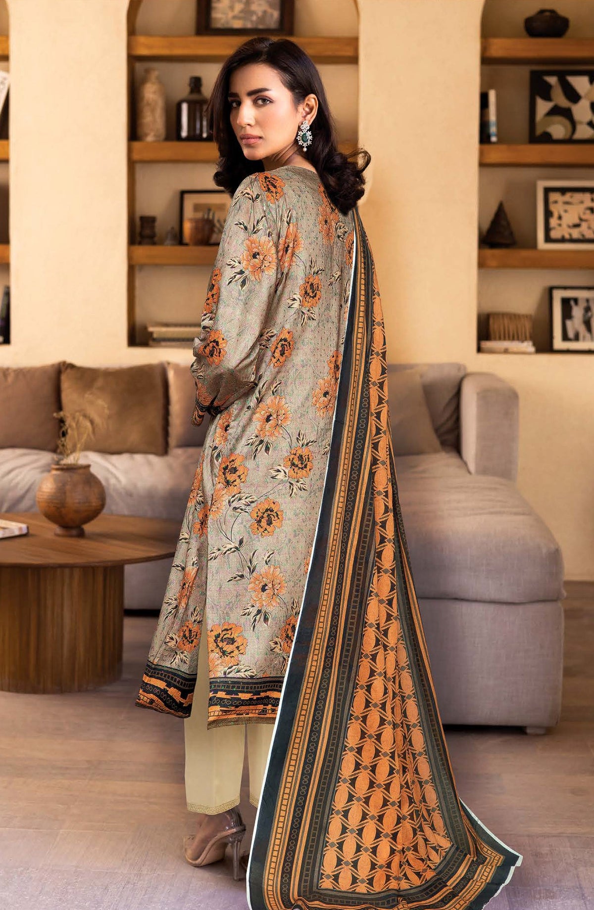 Johra Glow Printed Lawn Unstitched 3 Piece Suit - JH-1431 - JH25GLOW - Beige - Casual Collection