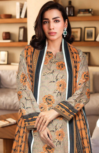 Johra Glow Printed Lawn Unstitched 3 Piece Suit - JH-1431 - JH25GLOW - Beige - Casual Collection
