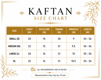 ETHNC Luxury Floral Embroidered Kaftan – Pure Viscose Raw Silk | Ready to Wear - TC-1764