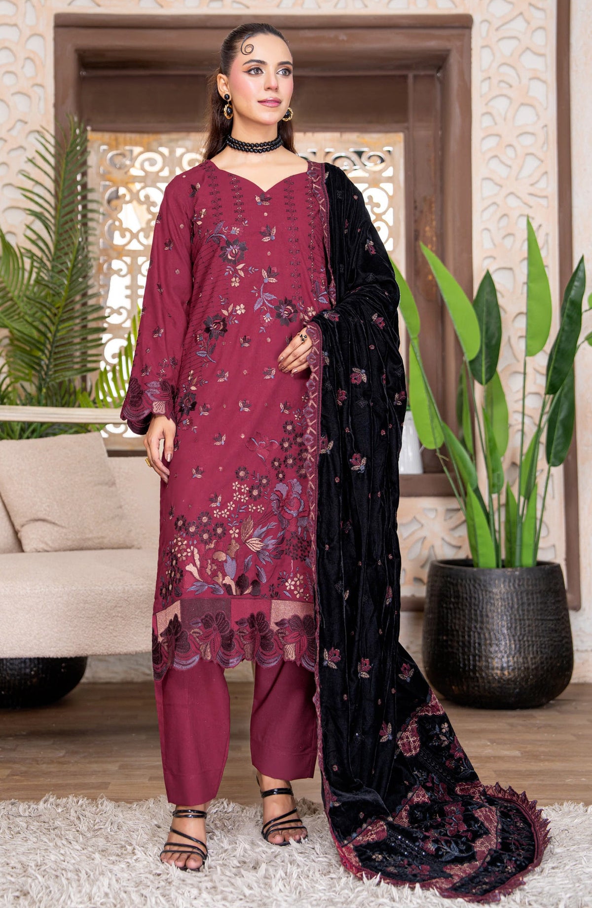 Kahani by Riaz Arts Embroidered Peach Unstitched 3 Piece Suit - D-03 - RA26KNI - Pink - Premium Collection