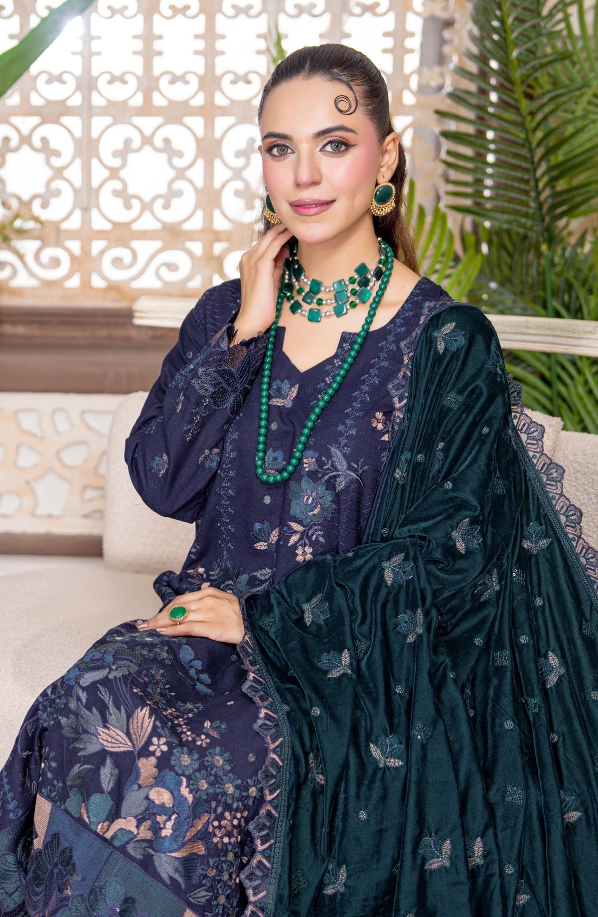 Kahani by Riaz Arts Embroidered Peach Unstitched 3 Piece Suit - D-07 - RA26KNI - Blue - Premium Collection