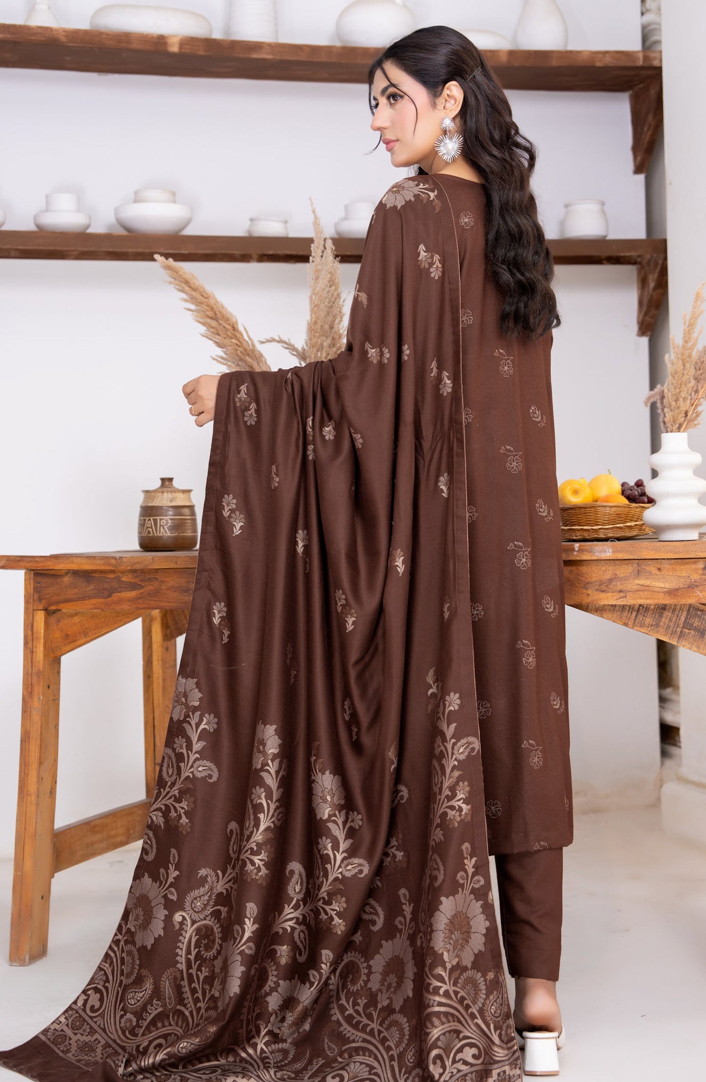 Kehkeshan by Riaz Arts Embroidered Peach Unstitched 3 Piece Suit - D-06 - RA26KKN - Brown - Winter Collection