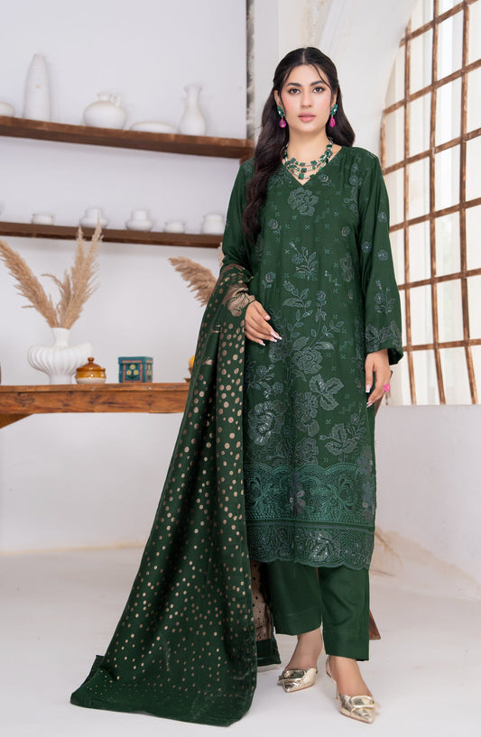 Kehkeshan by Riaz Arts Embroidered Peach Unstitched 3 Piece Suit - D-05 - RA26KKN - Green - Winter Collection