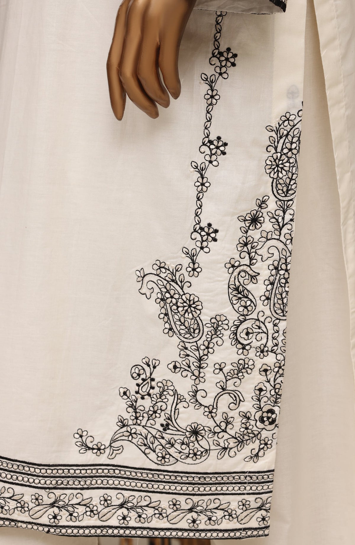 Khombi Luxury Embroidered Cotton Stitched 3 Piece Suit - 01 Sketch - KHM26PRF - White - Formal Collection