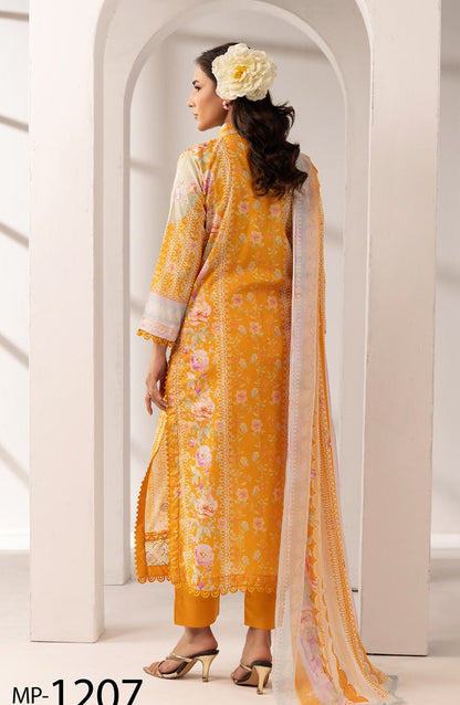 Khoobsurat by Embroidered Lawn Unstitched 3 Piece Suit - MP-1207 - AK26KHB - Yellow - Summer Collection