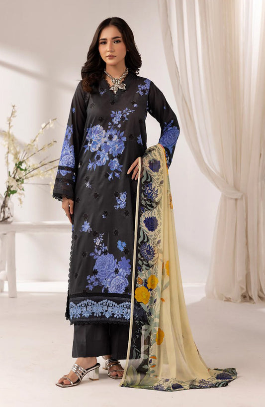 Khoobsurat by Embroidered Lawn Unstitched 3 Piece Suit - MP-1206 - AK26KHB - Black - Summer Collection