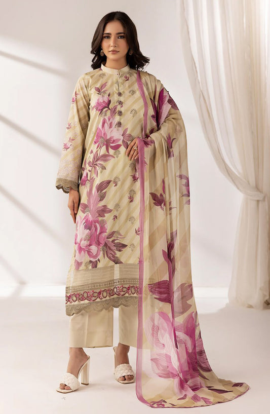 Khoobsurat by Embroidered Lawn Unstitched 3 Piece Suit - MP-1204 - AK26KHB - Fawn - Summer Collection