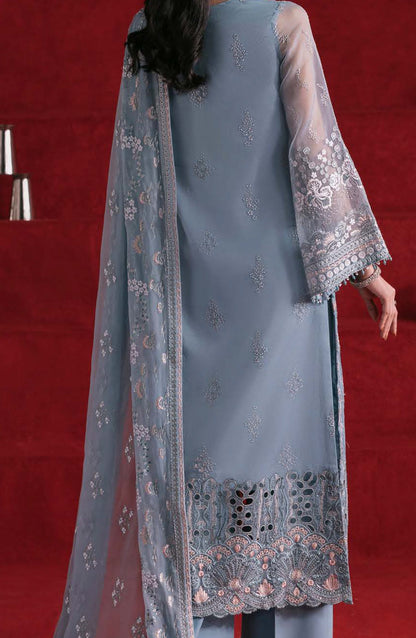 Kohinoor by Flossie Embroidered Luxury Chiffon Unstitched 3 Piece Suit - KOH-07 - FLS25KHN - Blue - Luxury Collection