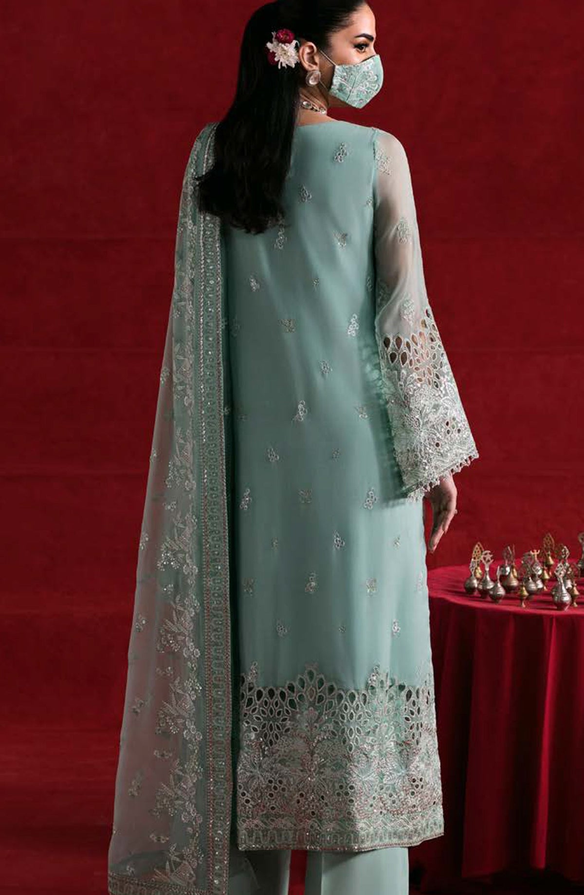 Kohinoor by Flossie Embroidered Luxury Chiffon Unstitched 3 Piece Suit - KOH-02 - FLS25KHN - Green - Luxury Collection
