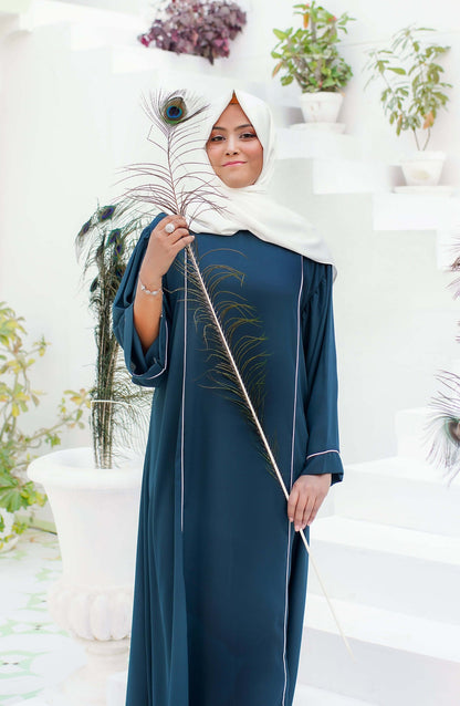 La Khilaba Daily Wear Printed High Quality Georgette - Teal Charm - LKH25DWA - Abaya Collection