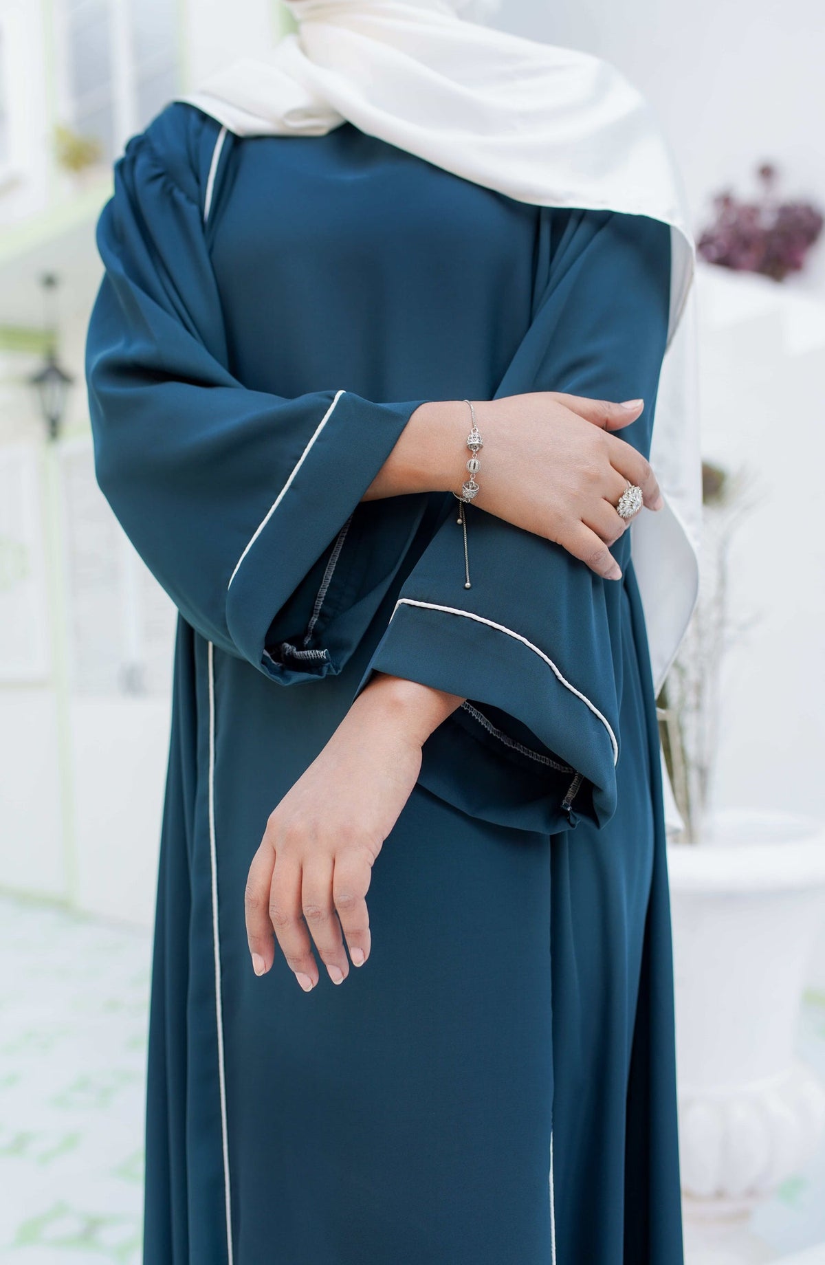 La Khilaba Daily Wear Printed High Quality Georgette - Teal Charm - LKH25DWA - Abaya Collection