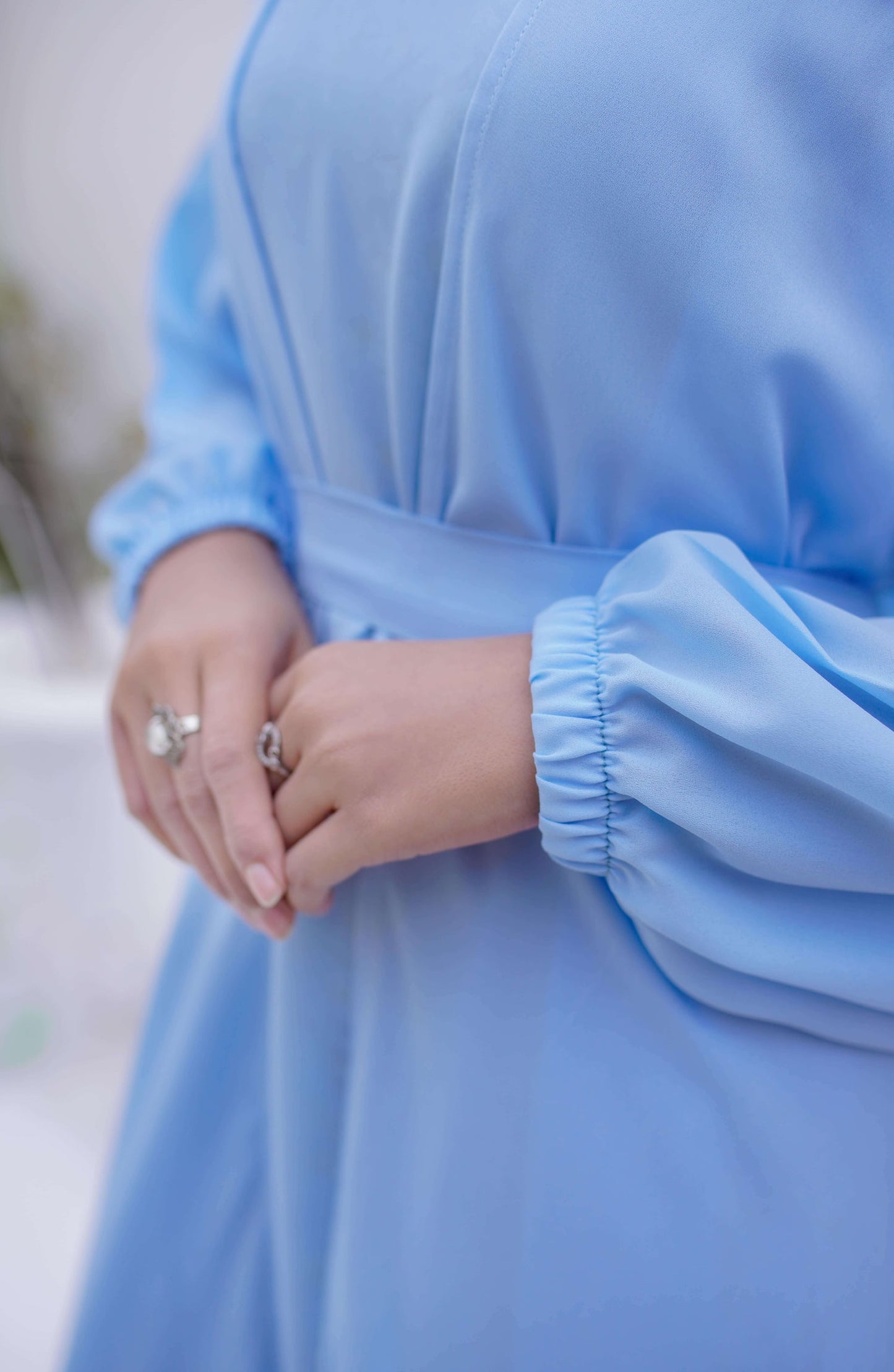 La Khilaba Daily Wear Printed Premium & Lightweight Georgette - Sky Open Abaya - LKH25DWA - Abaya Collection