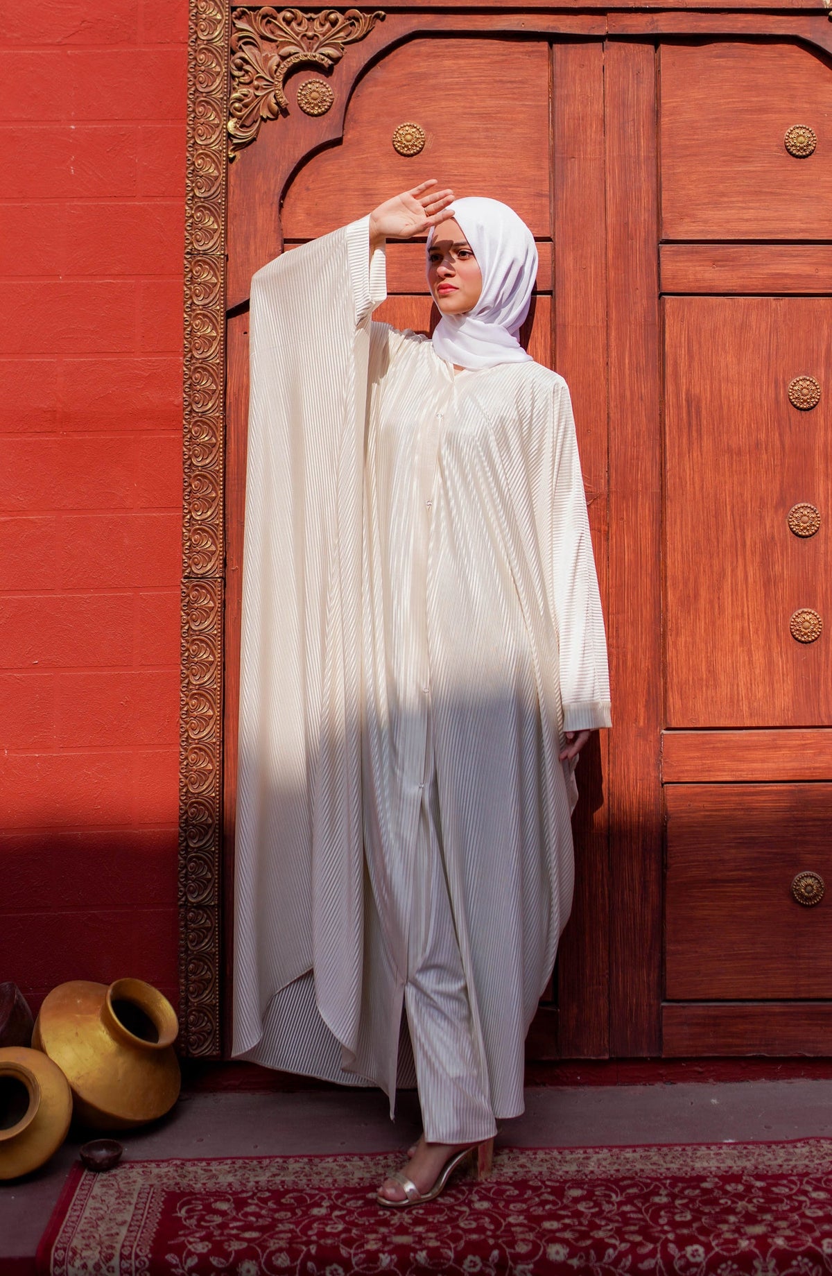 La Khilaba Daily Wear Printed Light-weight Crinkle - Pearl Butterfly Abaya - LKH25DWA - Abaya Collection
