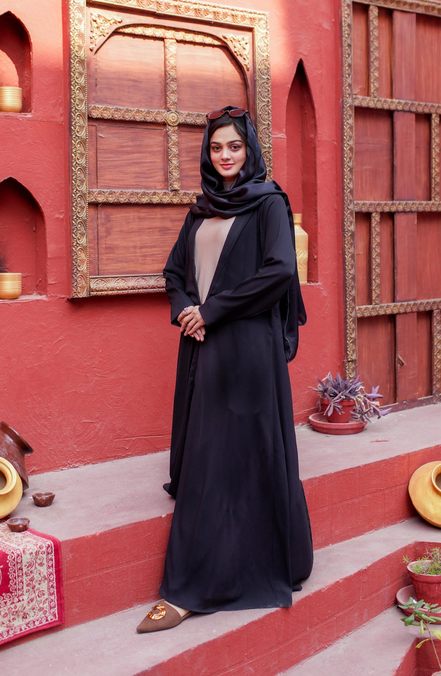 La Khilaba Daily Wear Printed Double Georgette - Black Coat Style Abaya - LKH25DWA - Abaya Collection