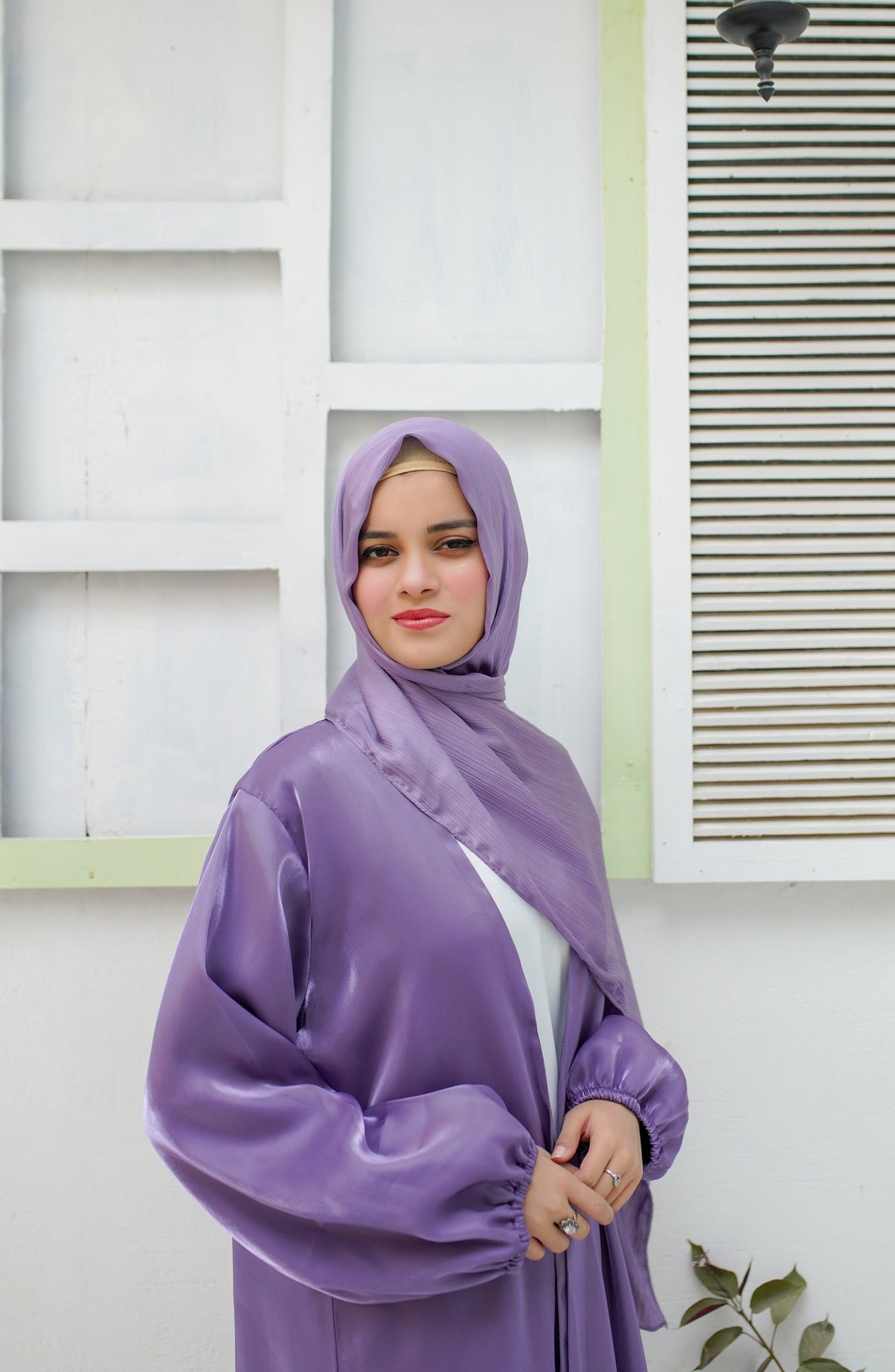 La Khilaba Festive Wear Printed Premium Organza with High-Quality Satin lining - Plum Purple Luxury Abaya - LKH25FSW - Abaya Collection