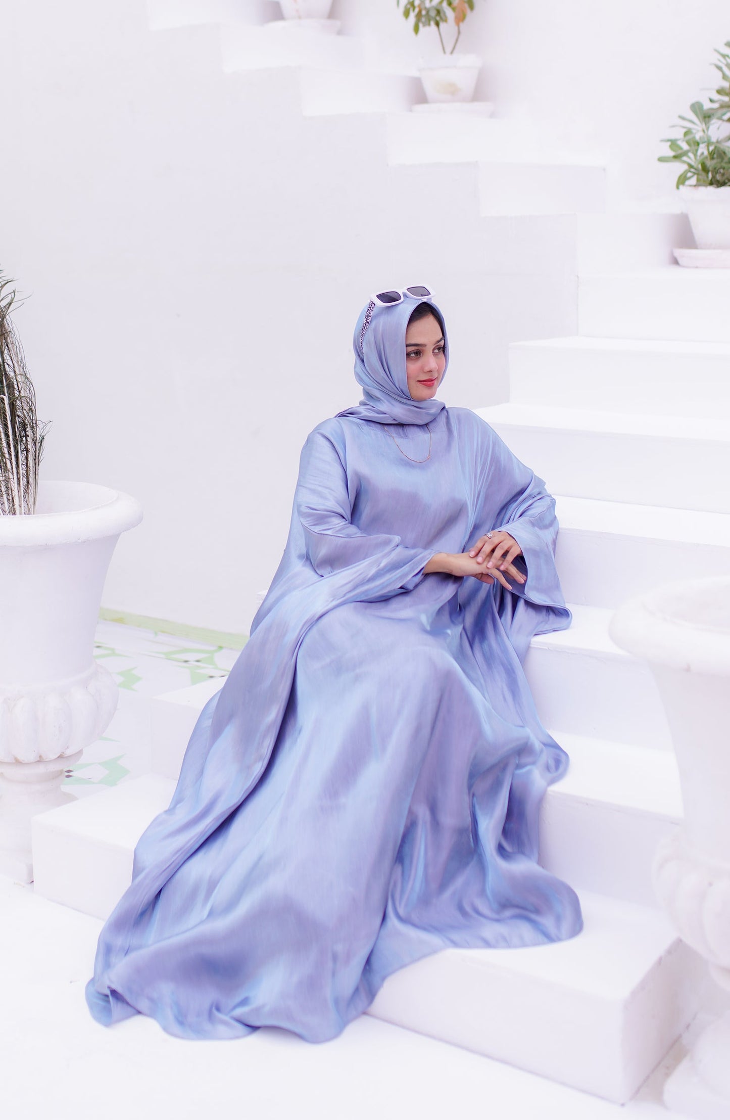 La Khilaba Festive Wear Printed Lava Silk - Lustrous Kaftan Set Abaya - LKH25FSW - Abaya Collection