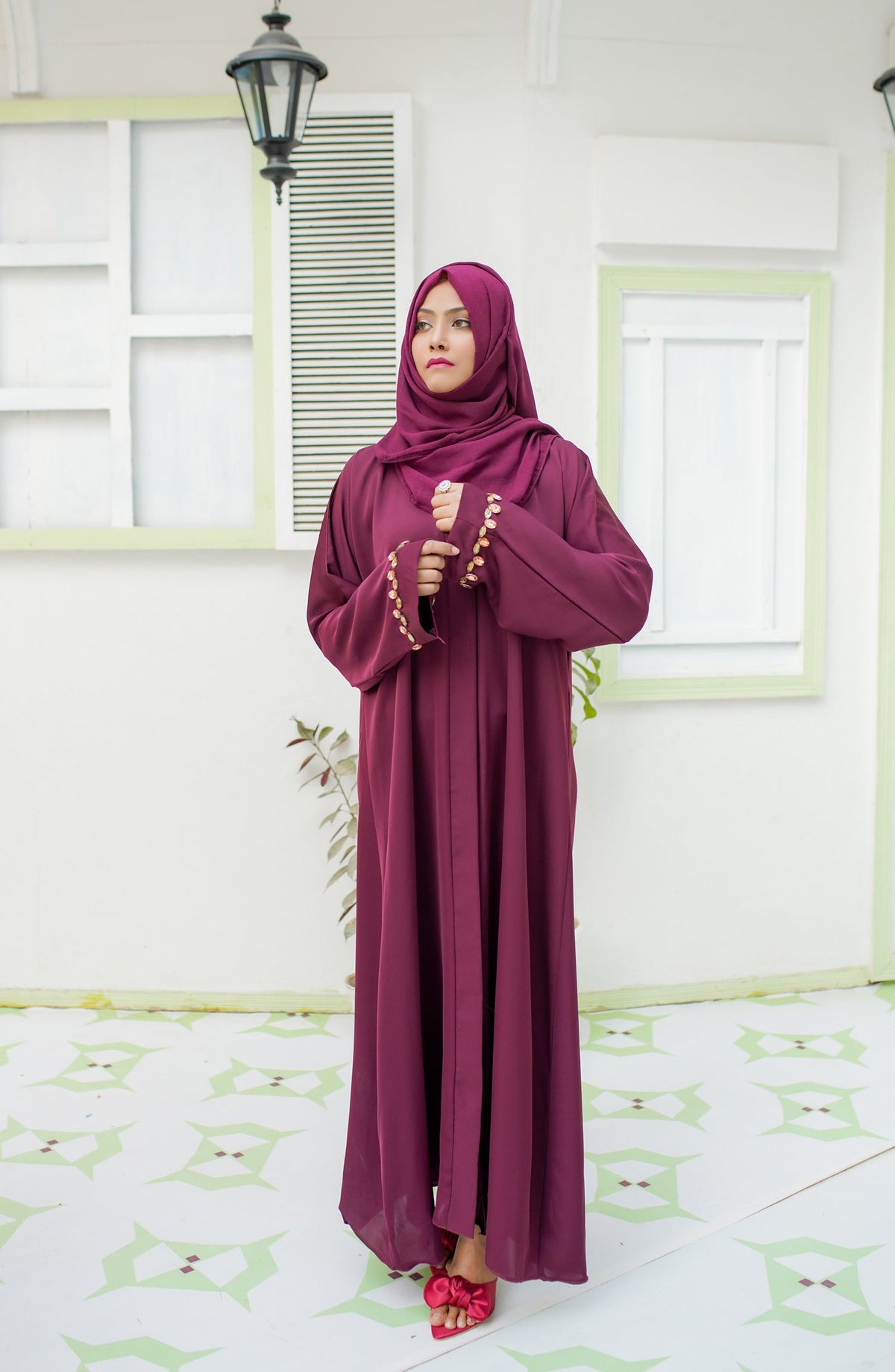 La Khilaba Festive Wear Embroidered Korean Nida - Desert Embellish Abaya - LKH25FSW - Abaya Collection