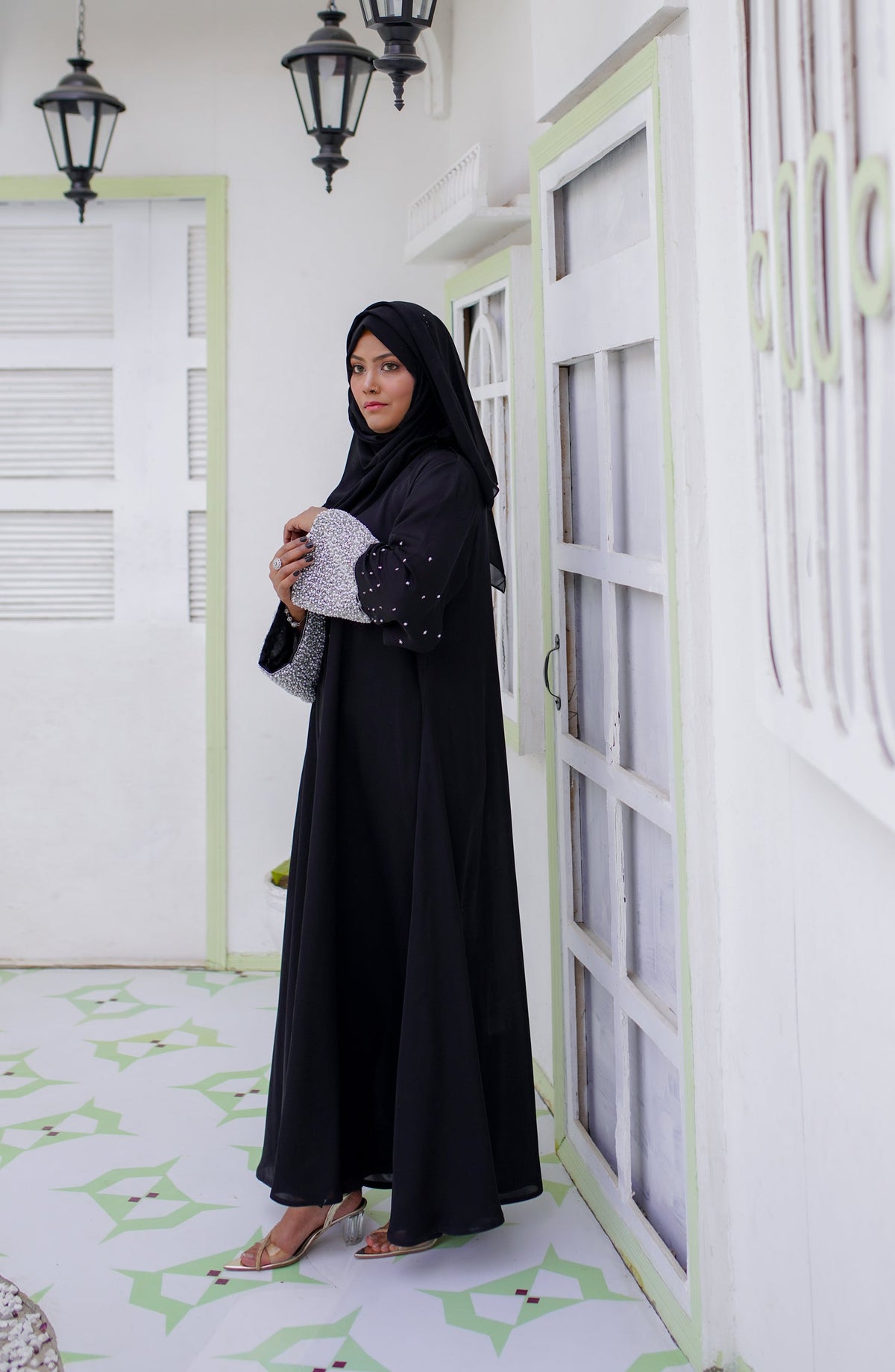 La Khilaba Festive Wear Embroidered Premium Korean Nida - Black Pearl Abaya - LKH25FSW - Abaya Collection