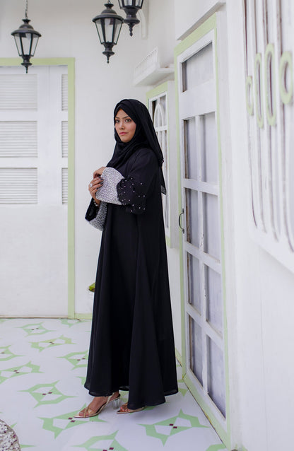 La Khilaba Festive Wear Embroidered Premium Korean Nida - Black Pearl Abaya - LKH25FSW - Abaya Collection